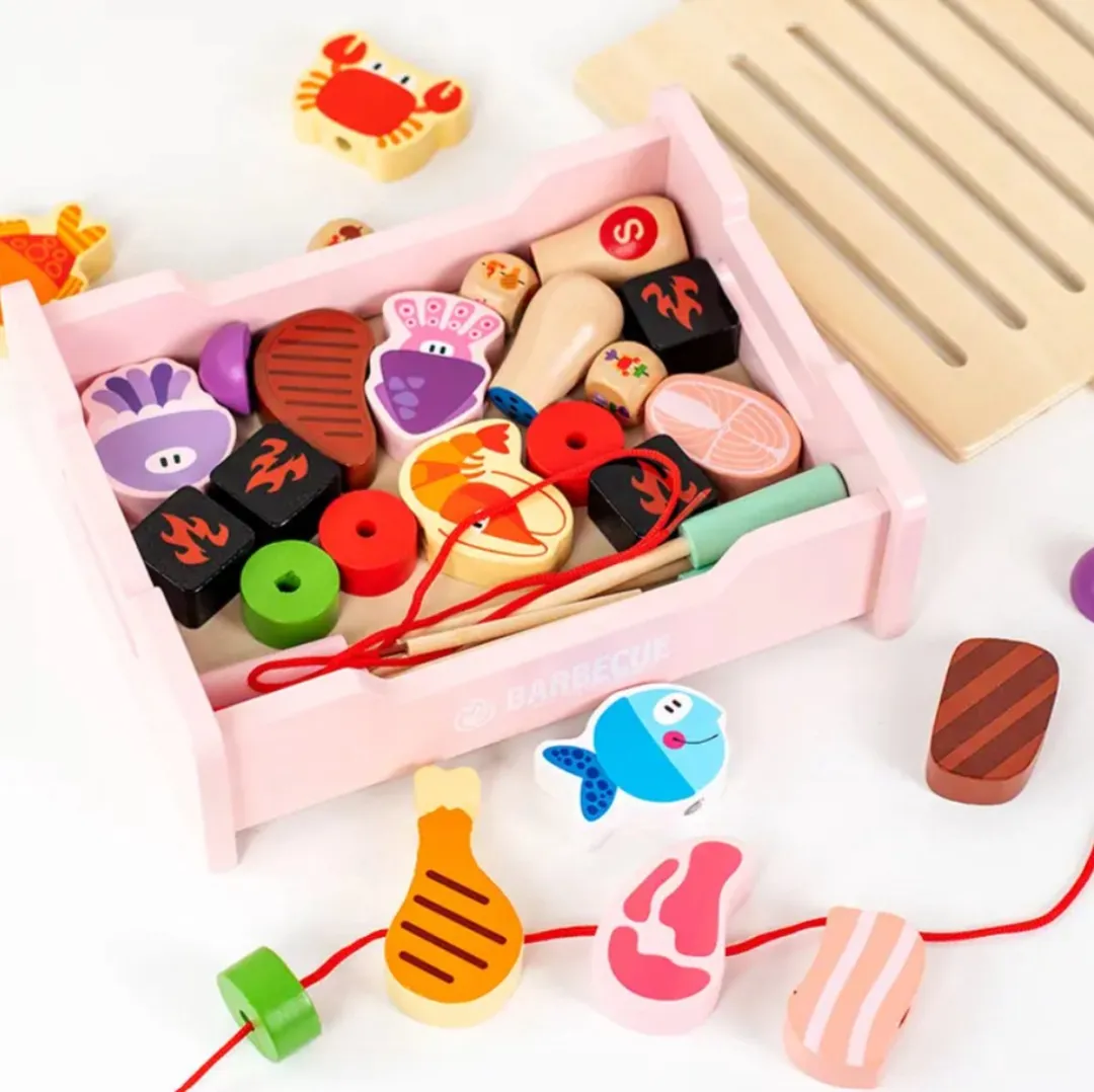 LiasToys Houten BBQ Set Roze - Montessori Speelgoed