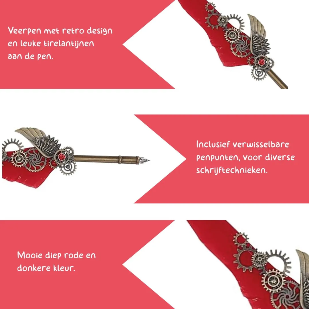 Lapi Toys Kalligrafie Set - Kroontjespen - Rood - 8-delig