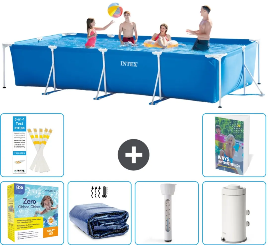 Intex Rechthoekig Frame Zwembad 450x220cm Blauw