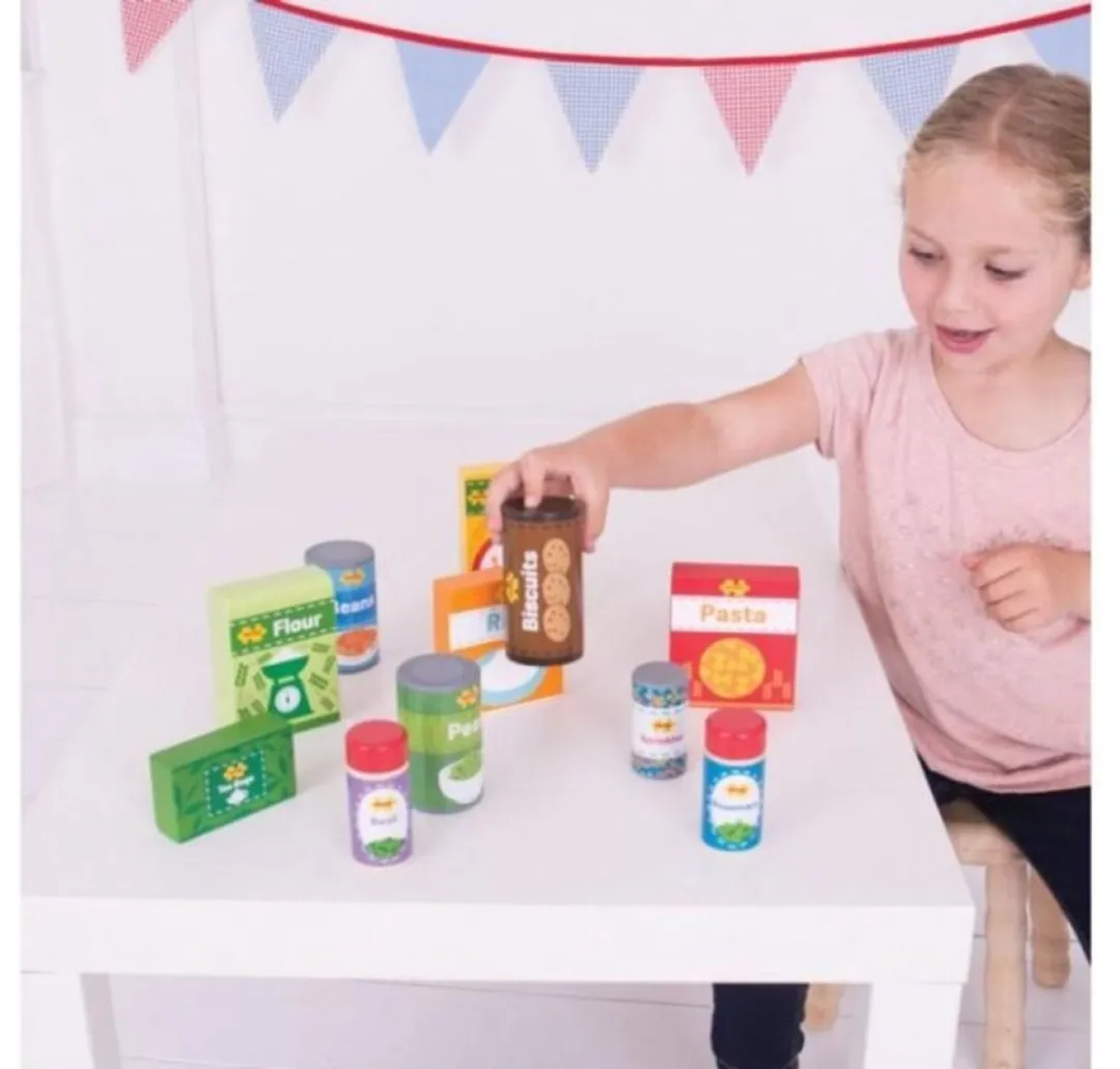 BIGJIGS Speelgoedeten Boodschappen Keukenkast - Meerdere kleuren