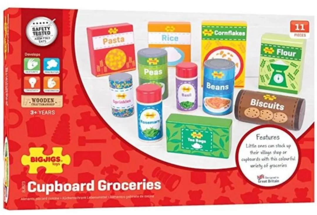 BIGJIGS Speelgoedeten Boodschappen Keukenkast - Meerdere kleuren