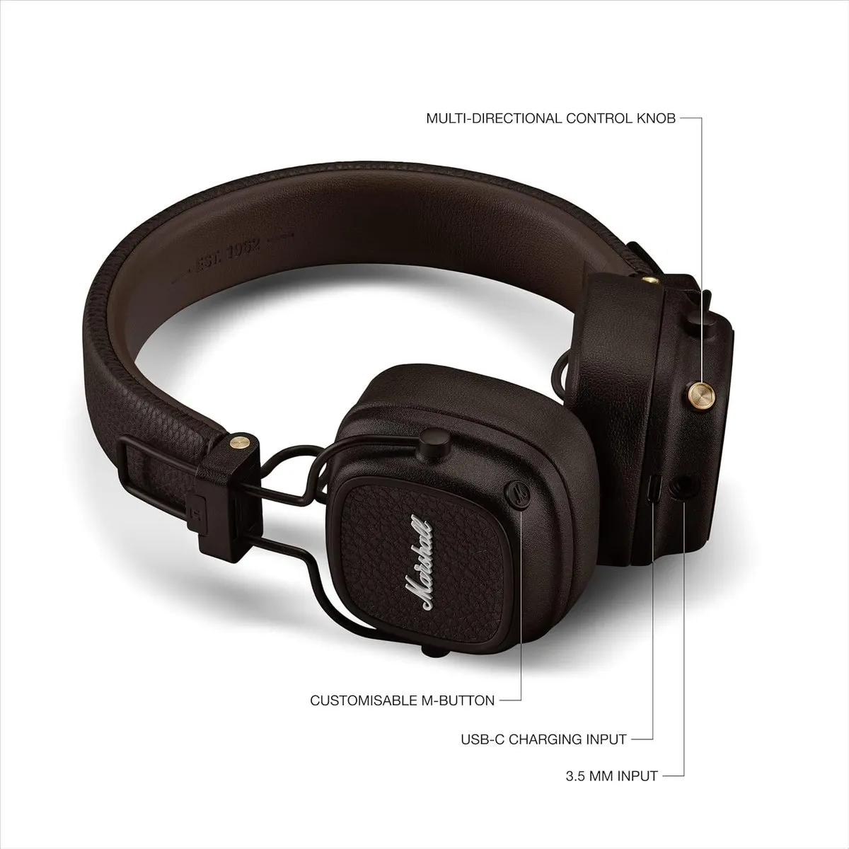 Marshall Major V 228157 On-Ear Bluetooth Koptelefoon - Bruin - afbeelding 6 van 6