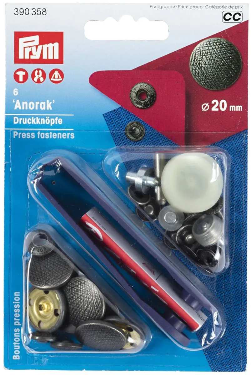 Prym Anorak Spirit Drukknopen 20mm Oudzilver - 6 Stuks