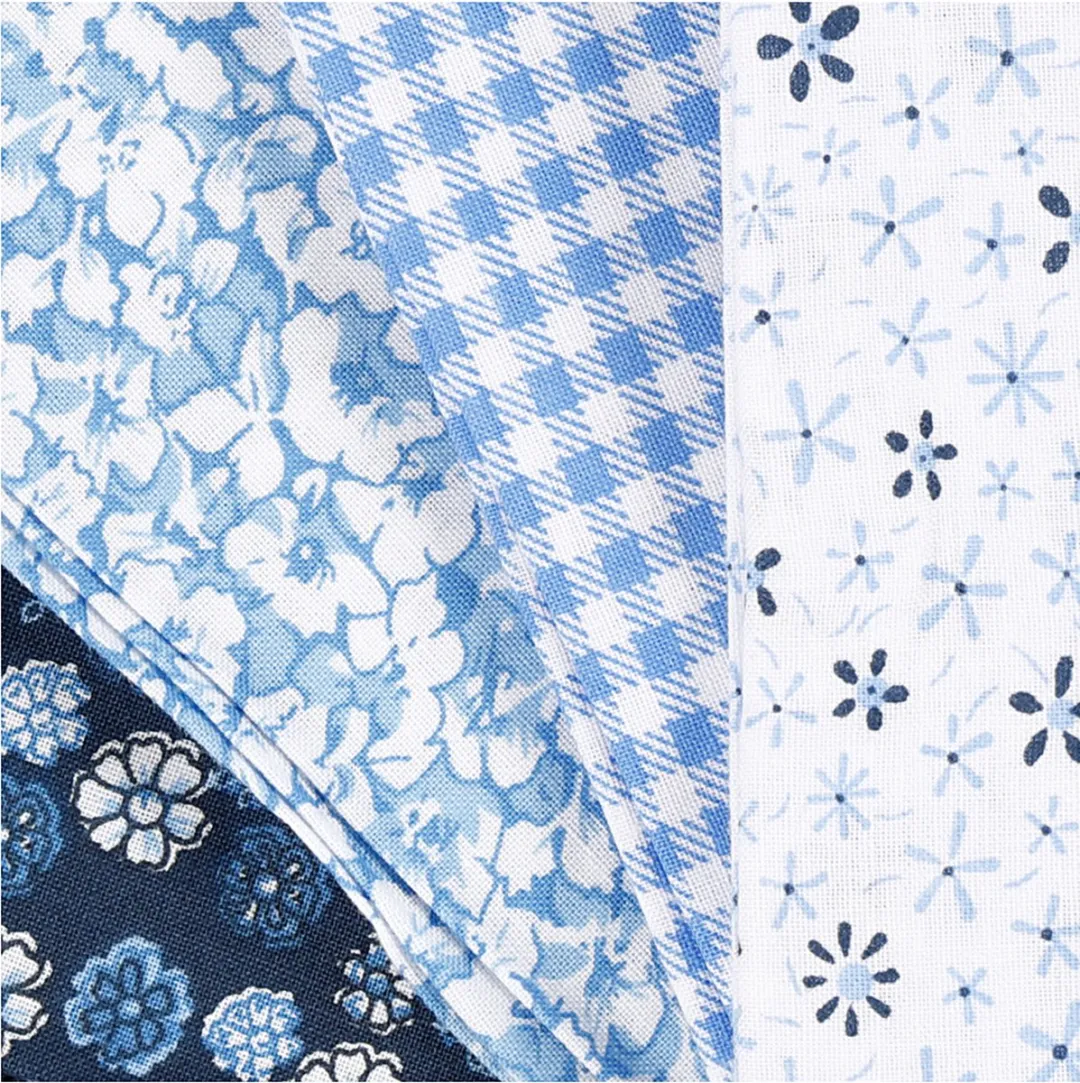 Creativ Company Patchworkstof 45x55cm - Blauw 4 Stuks