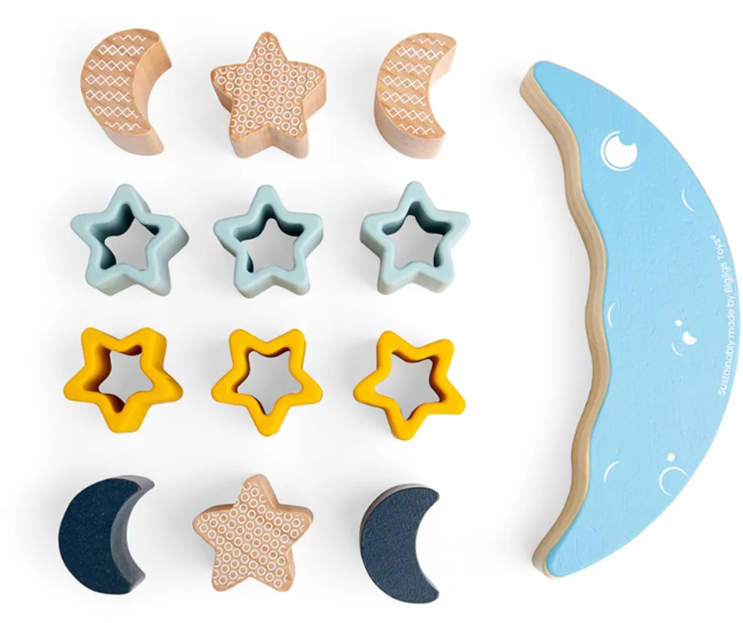 BIGJIGS Moon Balance Stacker Houten Balansspel - 1 Stuk