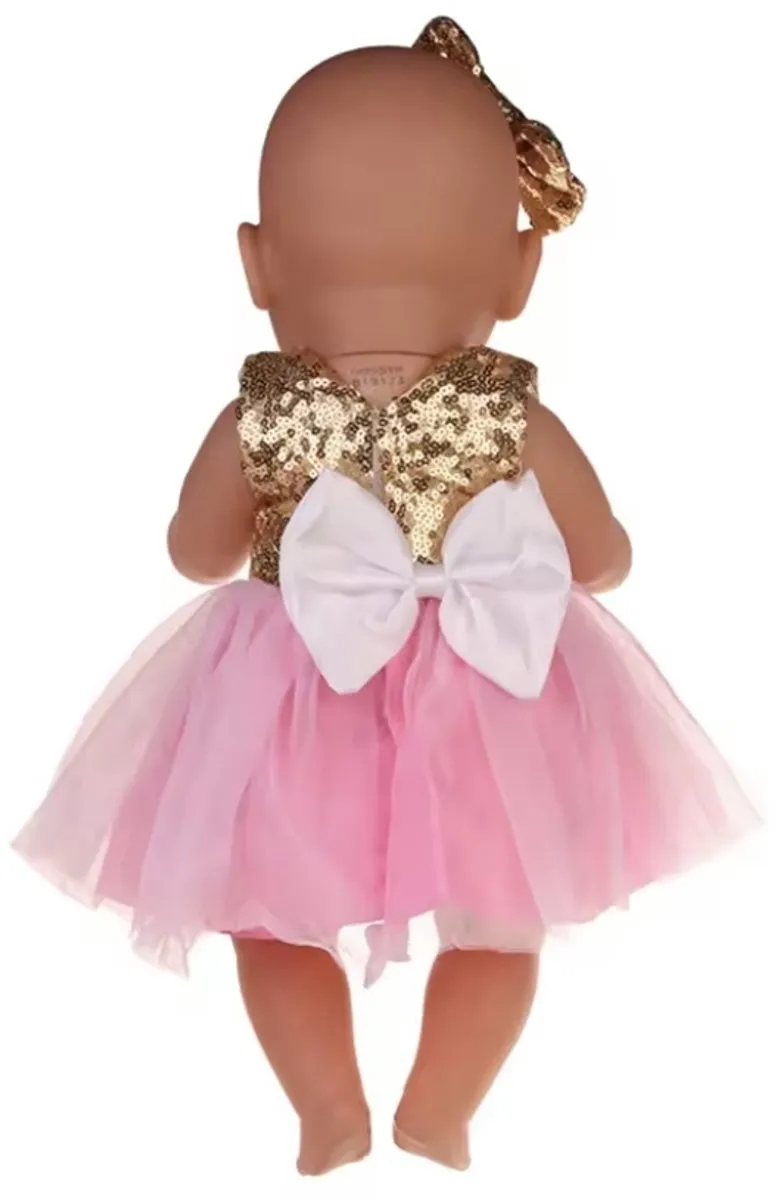 Luxe Goudroze Jurkje met Luxe Gouden Sandalen - Geschikt voor Baby Born kleertjes 36-43 cm