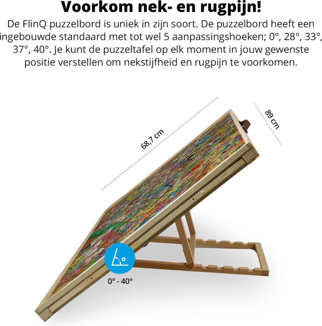 Verstelbare Puzzelbord met Sorteersysteem - Puzzelplaat met Bescherming - 4 Lades voor 1500 stukjes - Puzzelmat van Hout - Puzzel tafel - Portapuzzel - 89x68,7x4 cm