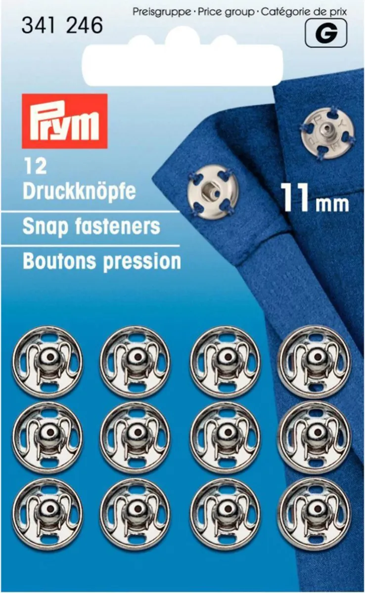 Prym Aannaaidrukknopen 11mm - Zilverkleurig - 12 Stuks