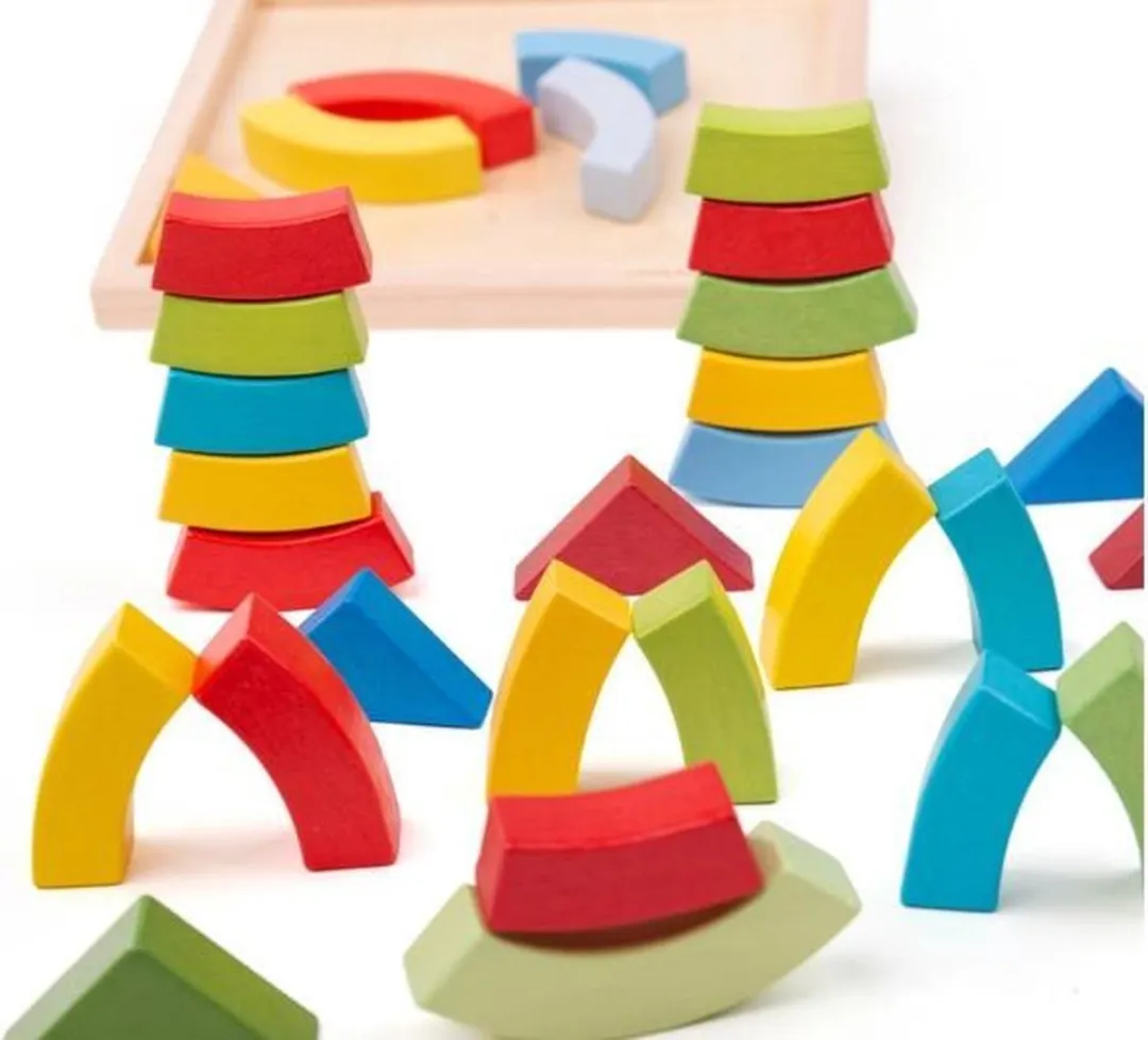 BIGJIGS Bogen en Driehoeken 37-delig - Multikleuren
