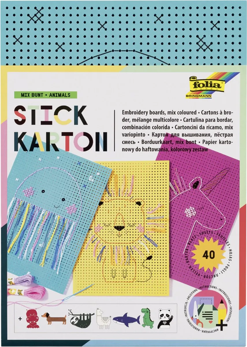 Folia Gekleurd Karton Dierenafbeeldingen 40 Stuks