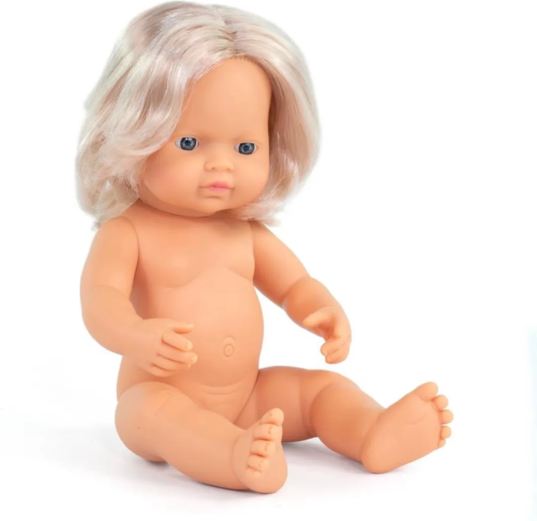 Miniland pop Europees meisje 38cm - educatieve babypop speelgoed.