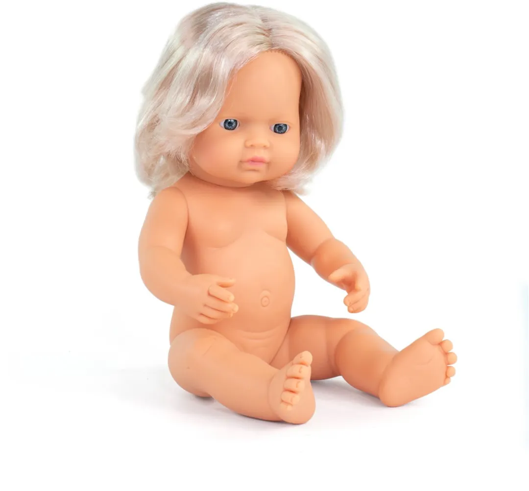 Miniland pop Europees meisje 38cm - educatieve babypop speelgoed.