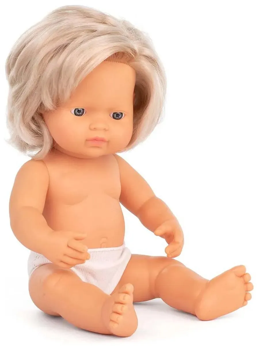 Miniland pop Europees meisje 38cm - educatieve babypop speelgoed.