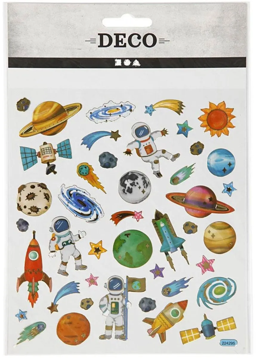 Creativ Company Ruimtevaart Stickers - 1 Vel - 15x16,5cm - Multicolor