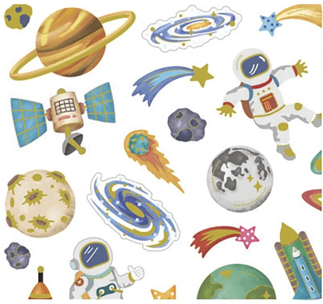 Creativ Company Ruimtevaart Stickers - 1 Vel - 15x16,5cm - Multicolor