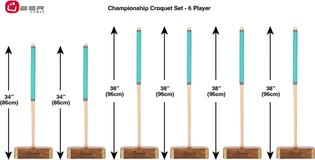 Meester Croquet set, 6 persoons, ultieme set, 16 mm dikke poorten, 16 oz kunststof ballen, absoluut top.