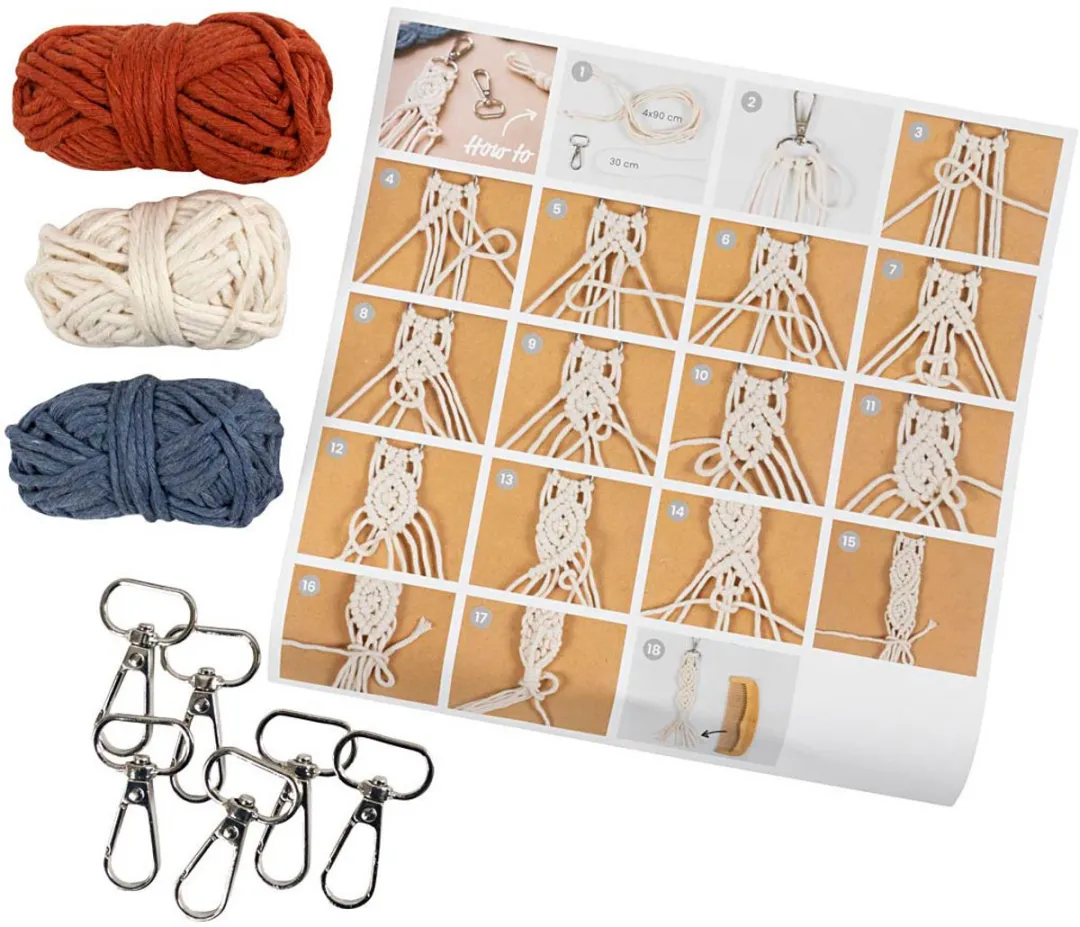 Creativ Company Mini Startersset Macramé Sleutelhangers - Multi