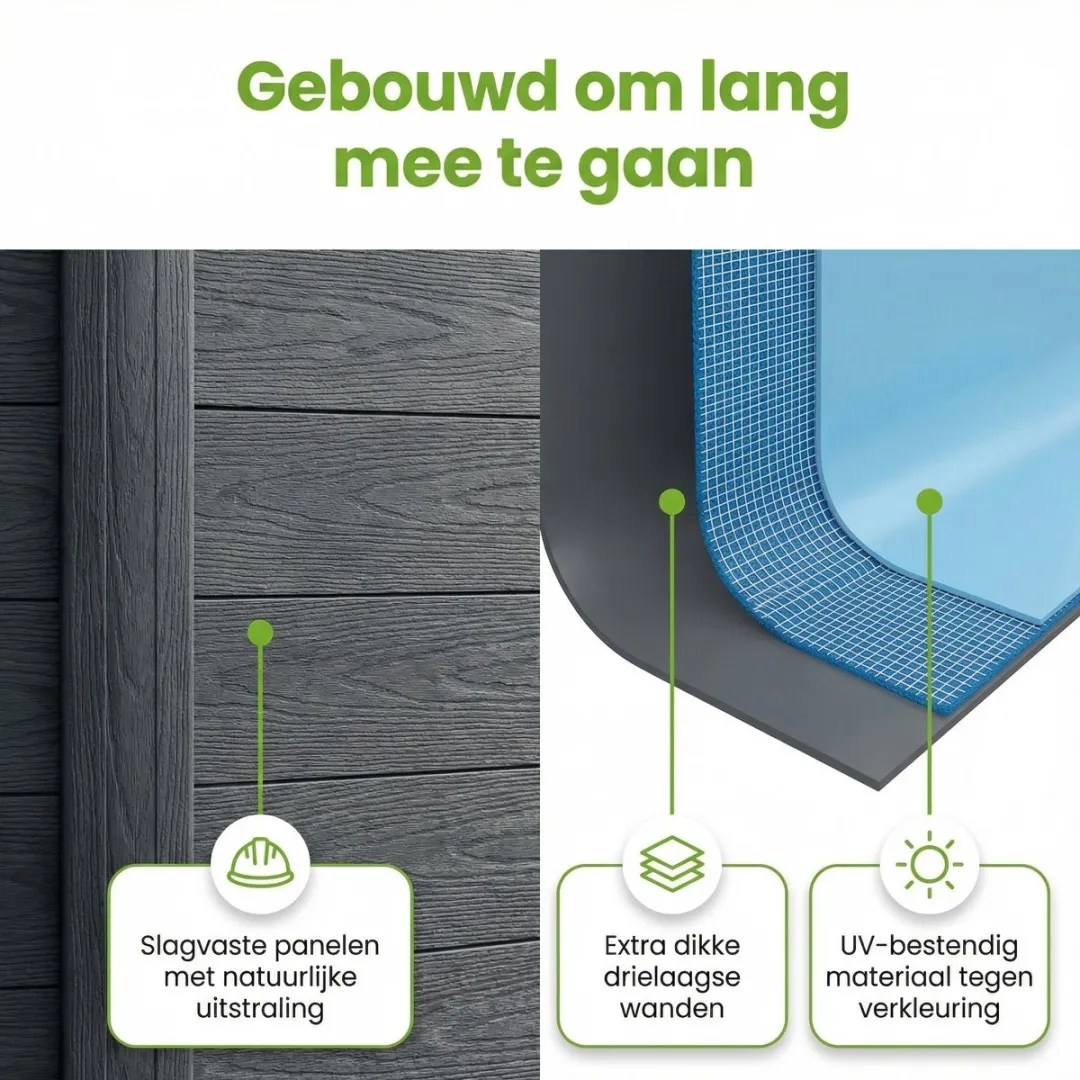 Intex Rond Graphite Gray Panel Zwembad - 478 x 124 cm - Inclusief Pomp - Ladder - Grondzeil - Afdekzeil - Filterbollen - Stofzuiger - 9-delig