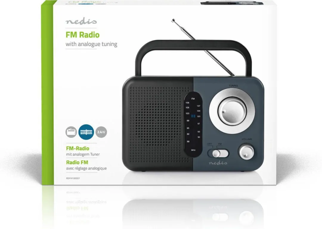 Nedis FM-Radio Draagbaar - Grijs/Zwart - 2.4W - afbeelding 6 van 6