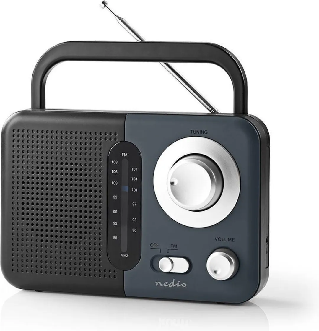 Nedis FM-Radio Draagbaar - Grijs/Zwart - 2.4W