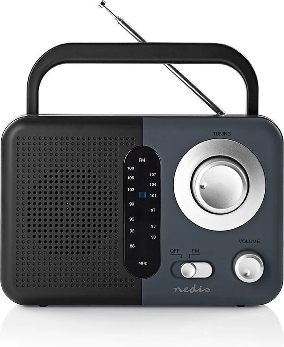 Nedis FM-Radio Draagbaar - Grijs/Zwart - 2.4W