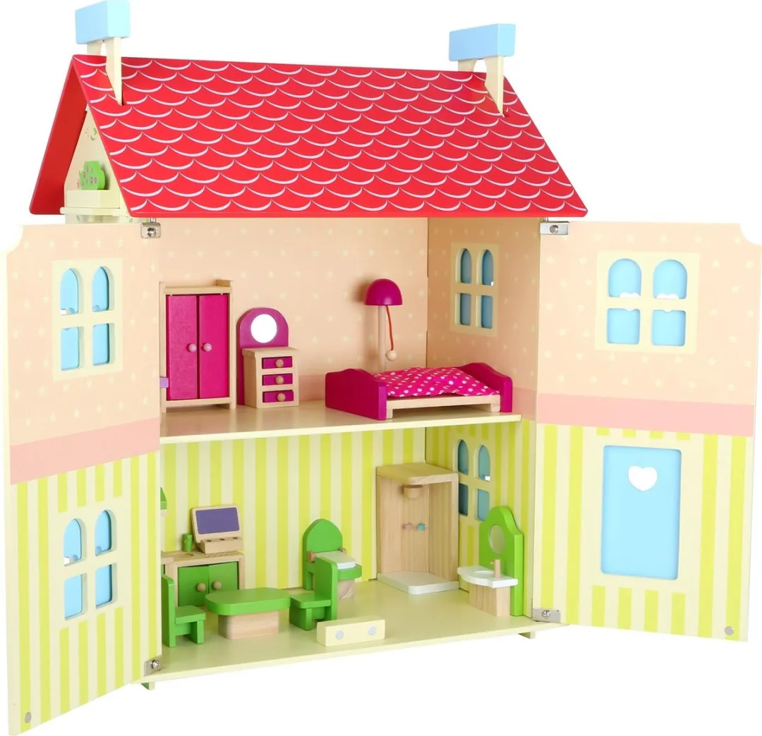 Small Foot Poppenhuis Rood - 15 Meubels & 2 Poppen