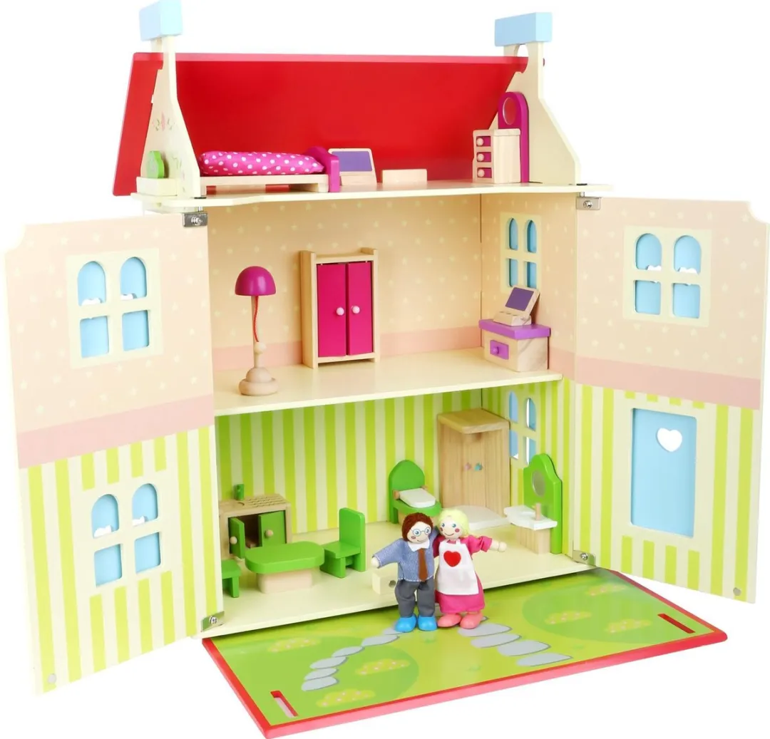 Small Foot Poppenhuis Rood - 15 Meubels & 2 Poppen