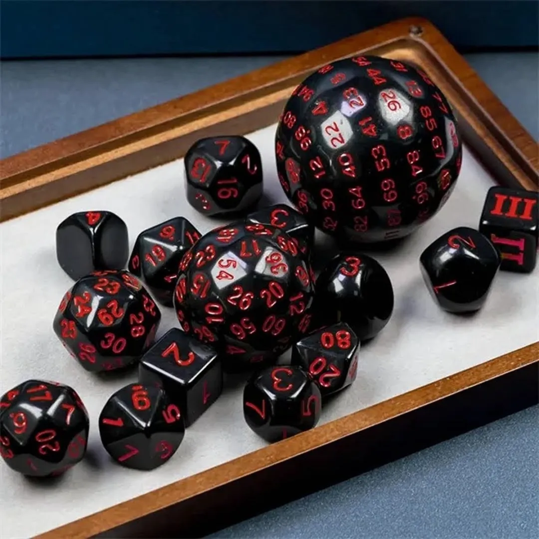Lapi Toys D&D Polydice Set 15 Stuks - Acryl - Zwart/Rood