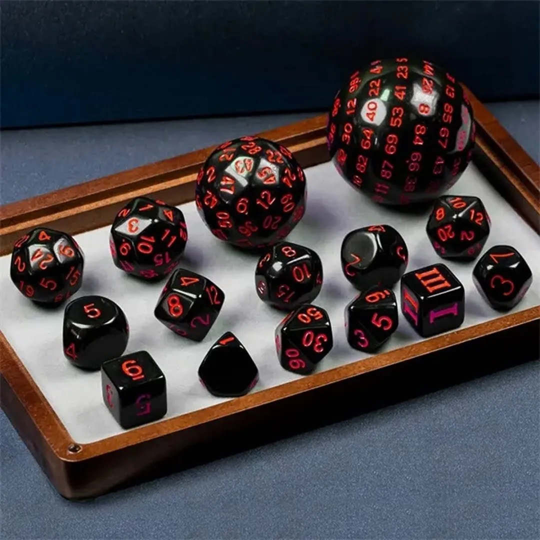 Lapi Toys D&D Polydice Set 15 Stuks - Acryl - Zwart/Rood
