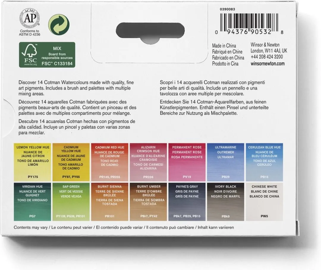 Winsor & Newton Cotman Field Set 14 Halve Napjes Aquarelverf - Reisversie