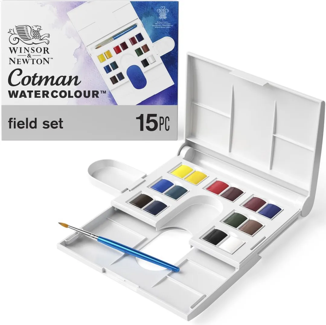 Winsor & Newton Cotman Field Set 14 Halve Napjes Aquarelverf - Reisversie