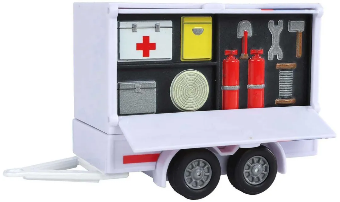Kids Globe VW Transporter Ambulance met Aanhangwagen 520422 - Multicolor