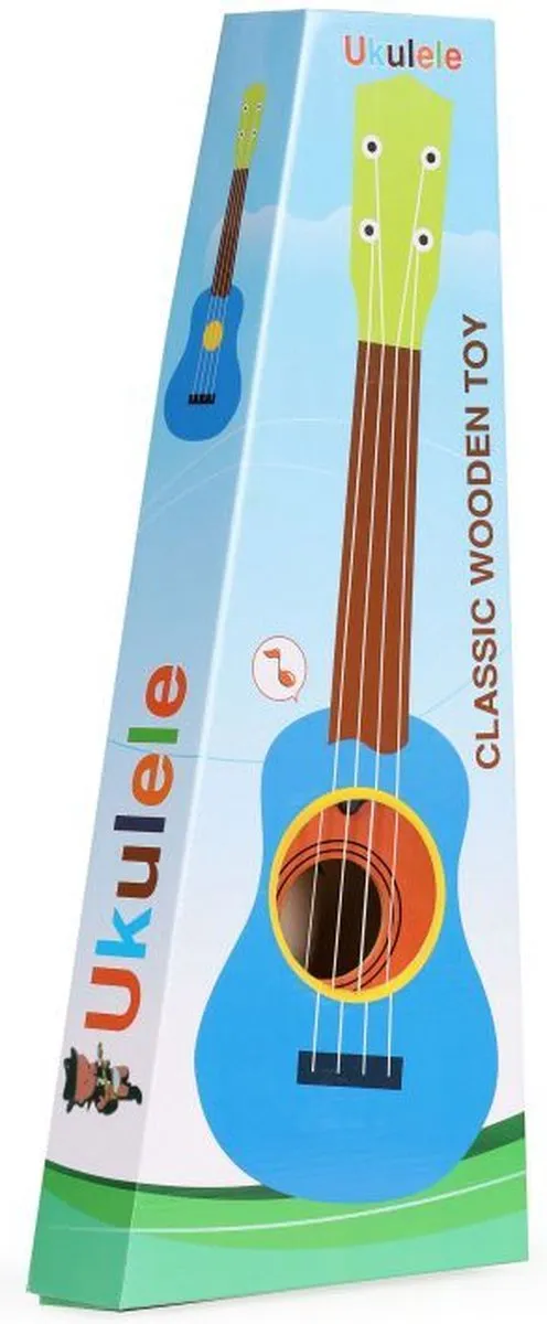 Ecotoys Houten Kinder Ukelele/Gitaar 12 Frets - 17,5x52,5cm - Bruin