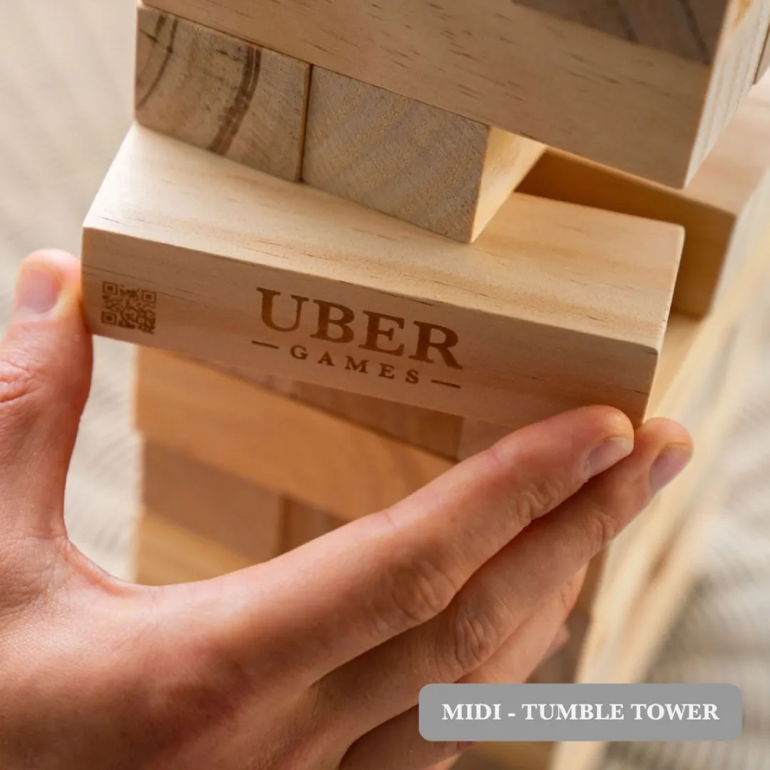 Ubergames Stapeltoren Midi Tactisch Spel 90cm - ECO Hout - In Draagtas