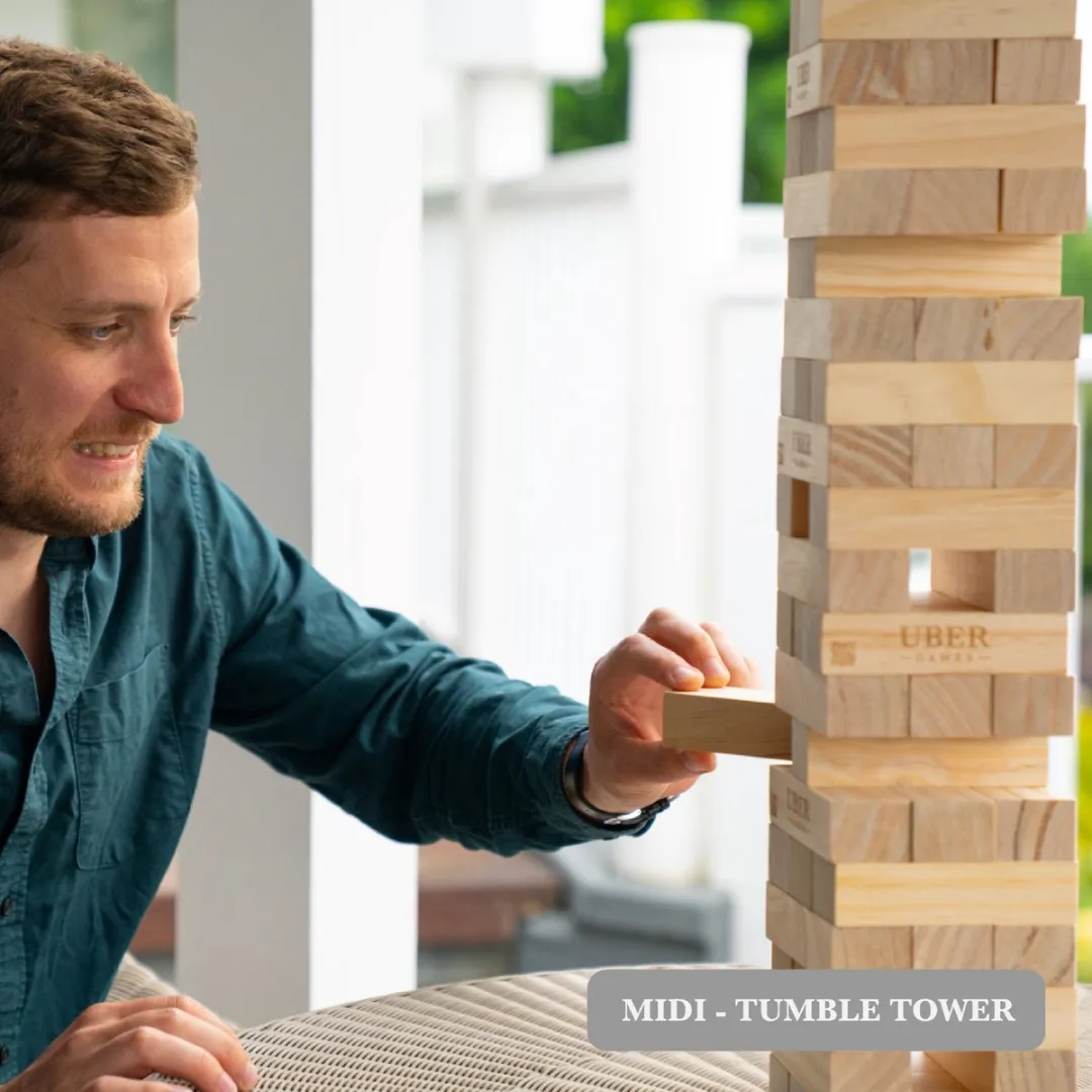 Ubergames Stapeltoren Midi Tactisch Spel 90cm - ECO Hout - In Draagtas