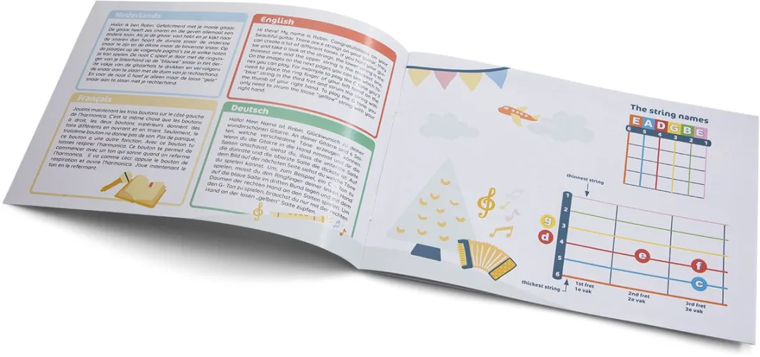 Woet® Houten Speelgoedgitaar met Draagriem - Geel - Speelgoedinstrument - Mijn eerste Gitaar Inclusief Muziekboekje - Speelgitaar voor Kinderen - Vanaf 3 jaar