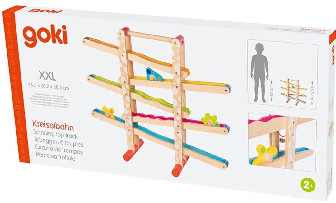 Goki Ballenbaan met Tollen 66,5x20,2x58,3cm - 3 Tollen - Hout - Multicolor
