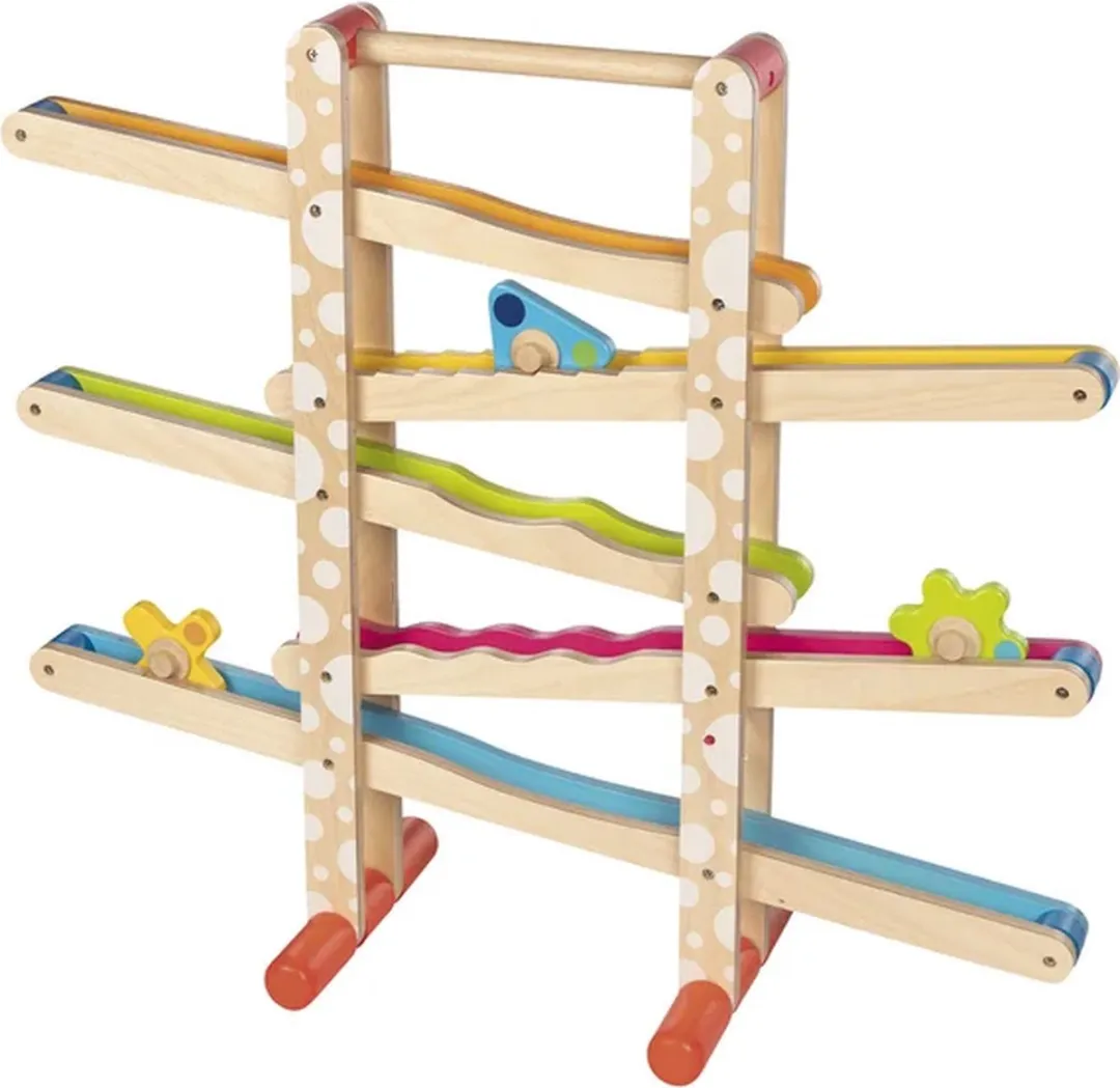 Goki Ballenbaan met Tollen 66,5x20,2x58,3cm - 3 Tollen - Hout - Multicolor