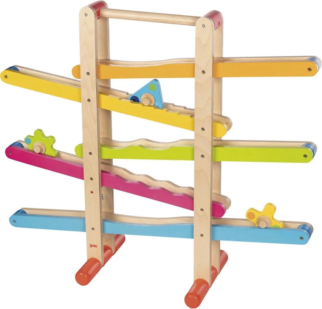 Goki Ballenbaan met Tollen 66,5x20,2x58,3cm - 3 Tollen - Hout - Multicolor - afbeelding 6 van 6