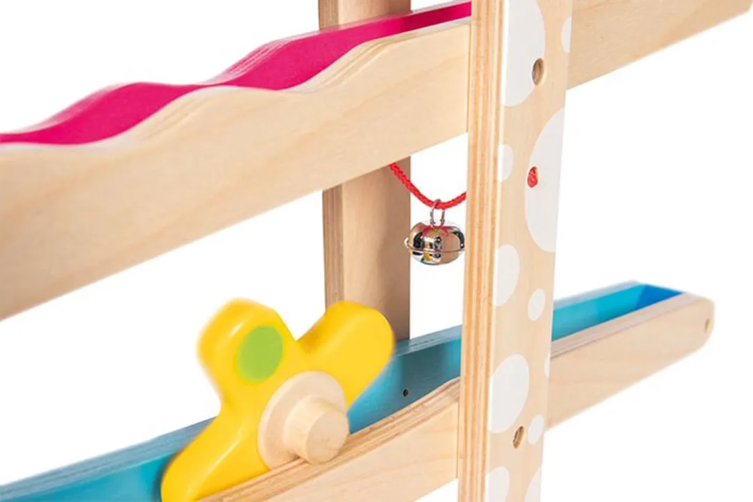 Goki Ballenbaan met Tollen 66,5x20,2x58,3cm - 3 Tollen - Hout - Multicolor