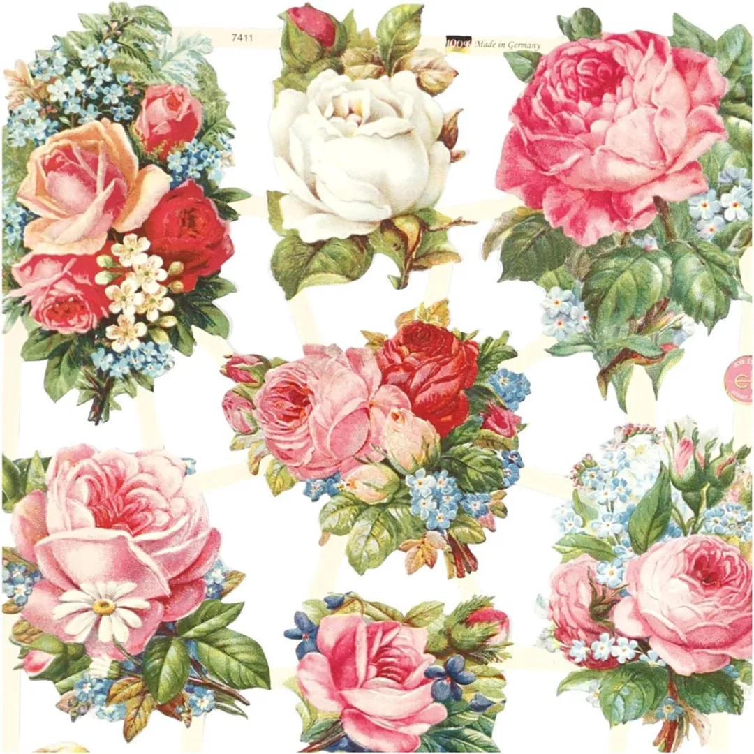 Creativ Company Vintage Plaatjes Rozen Poëzie Album - 2 Vellen - 16,5x23,5cm