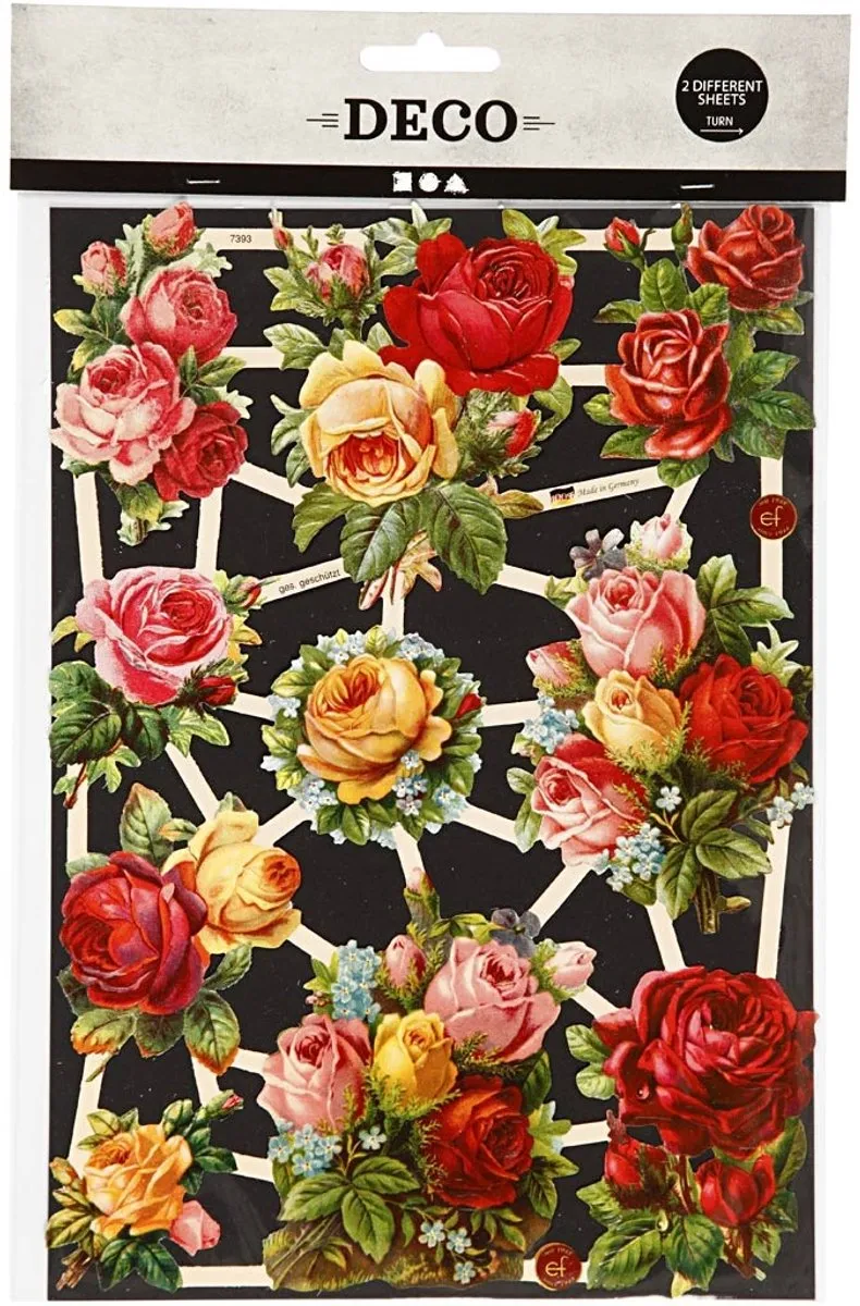 Creativ Company Vintage Plaatjes Rozen Poëzie Album - 2 Vellen - 16,5x23,5cm