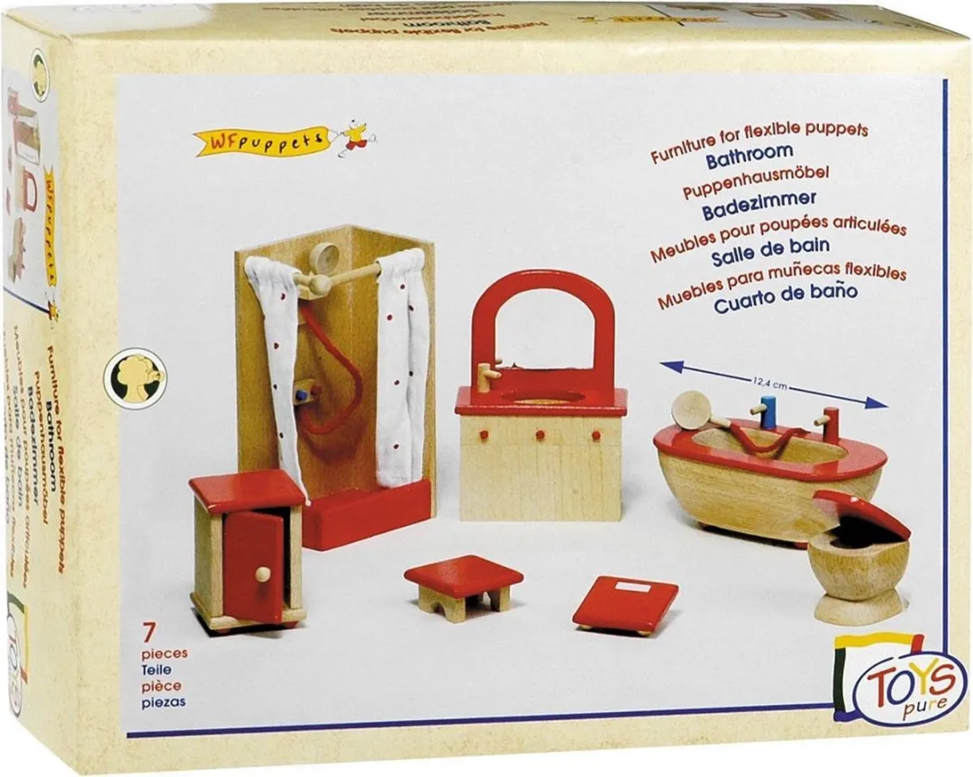 Goki Poppenhuismeubeltjes Badkamer 7-delig - Rood