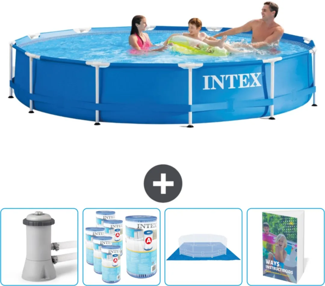 Intex 28210NP-Blauw Rond Frame Zwembad 366x76cm