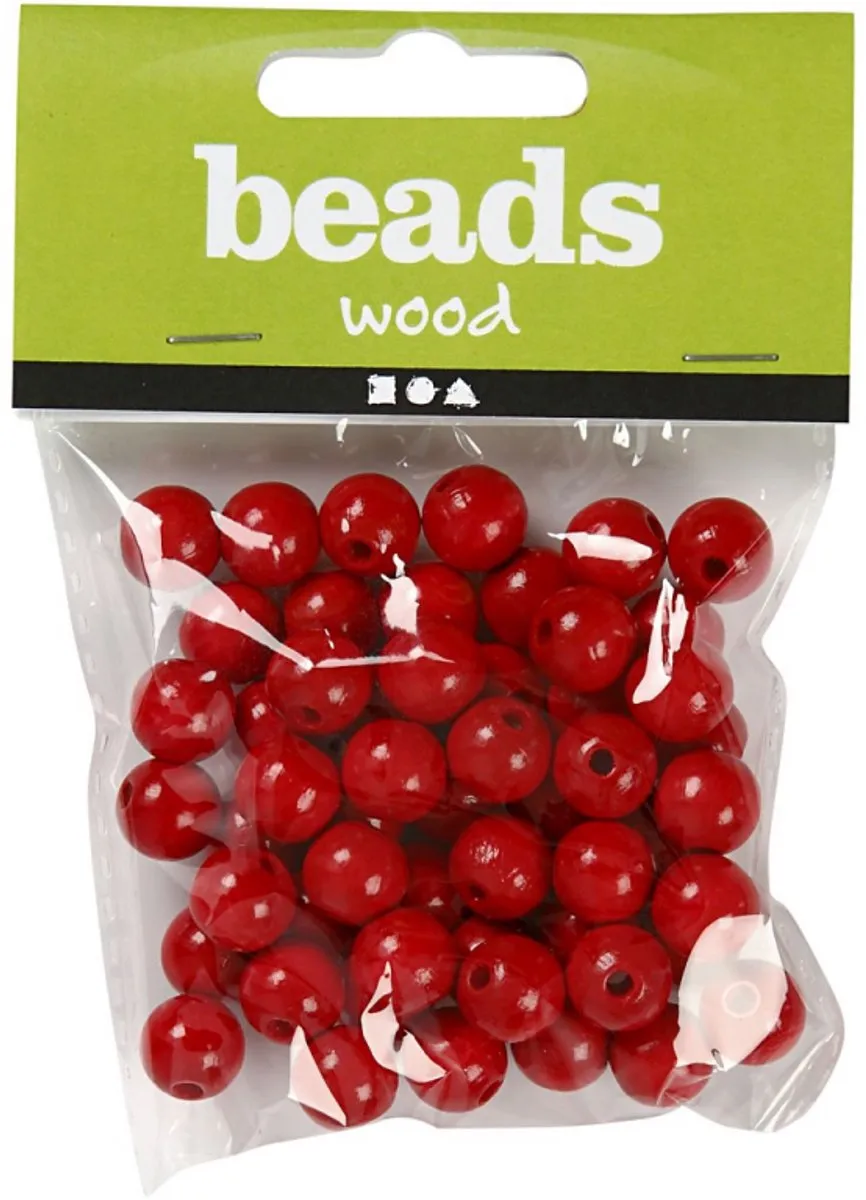 Creativ Company Houten Kralen 12mm - Rood - 40 Stuks