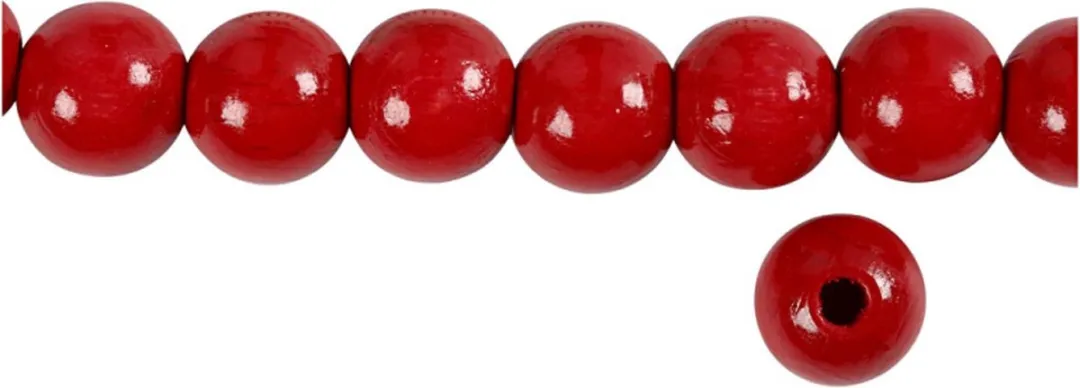 Creativ Company Houten Kralen 12mm - Rood - 40 Stuks