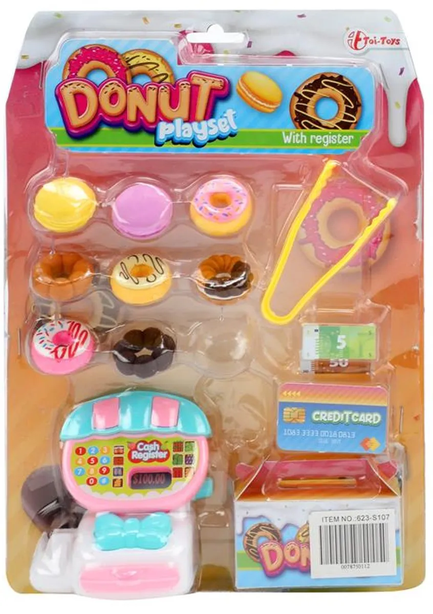 Toi-Toys Donut Speelset met Kassa en Tang - Multicolor