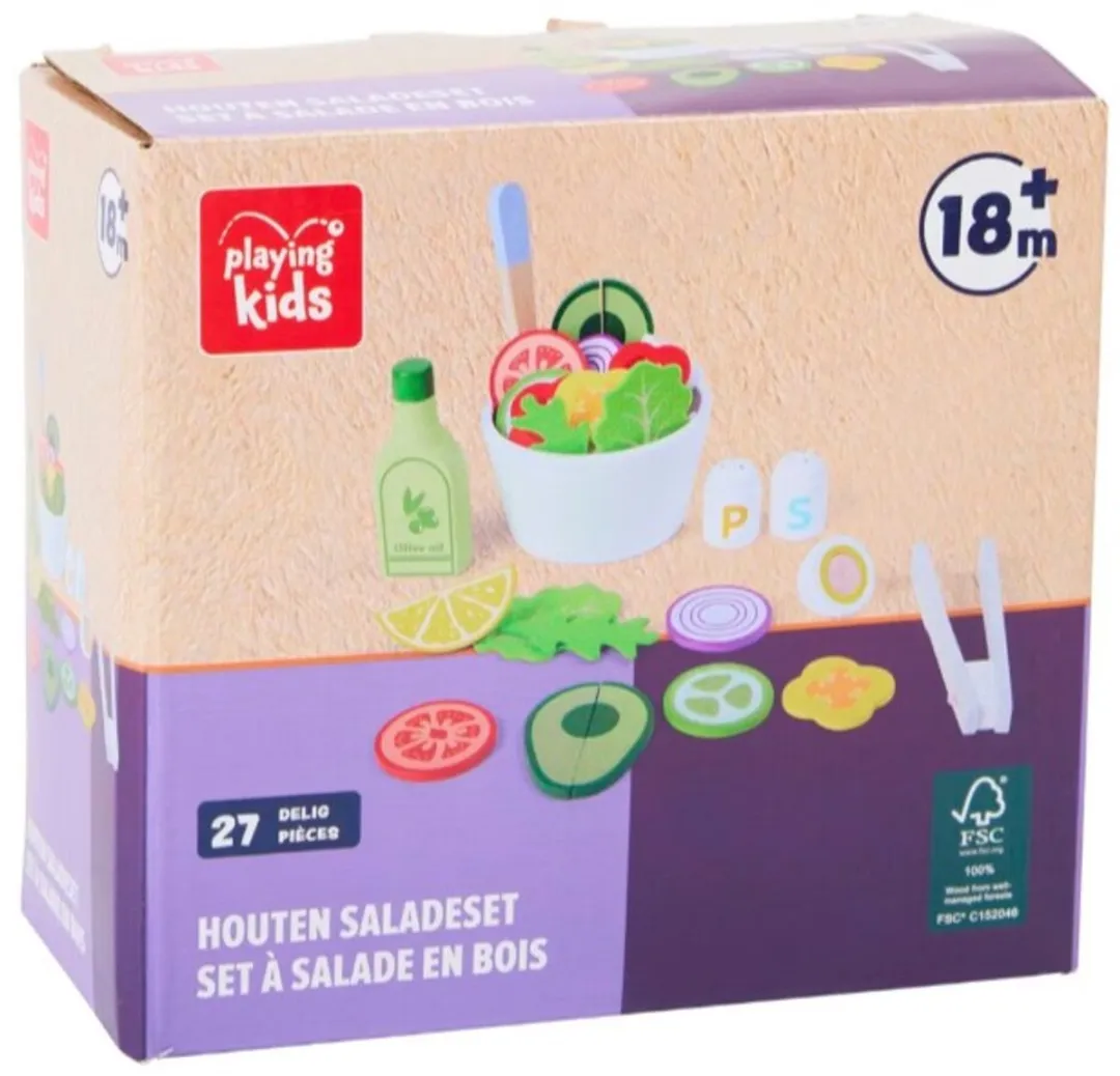 Playing Kids Houten Saladeset - 27-delig - Multicolor