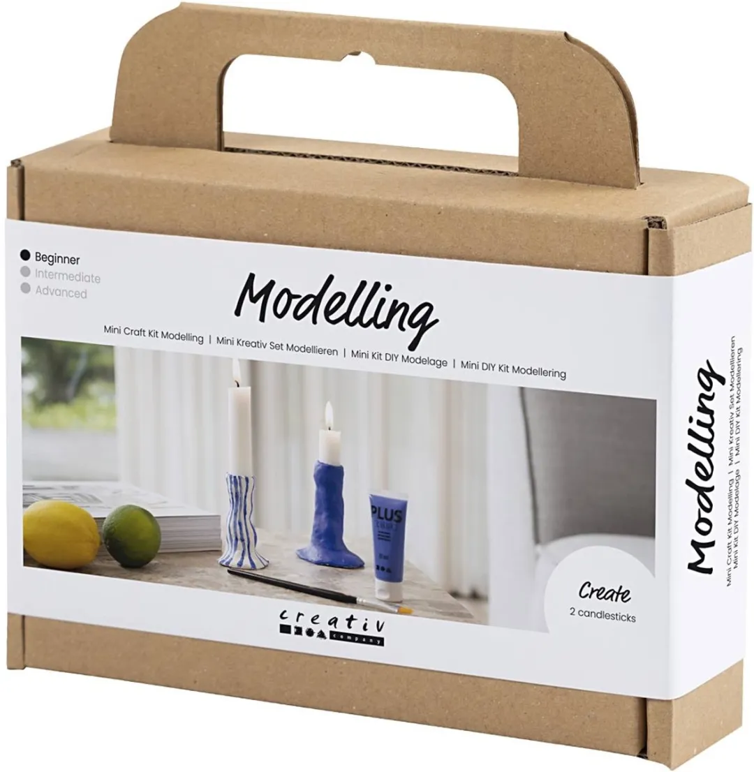 Creativ Company Mini Hobbyset Boetseren 2 Kandelaars - Multikleurig