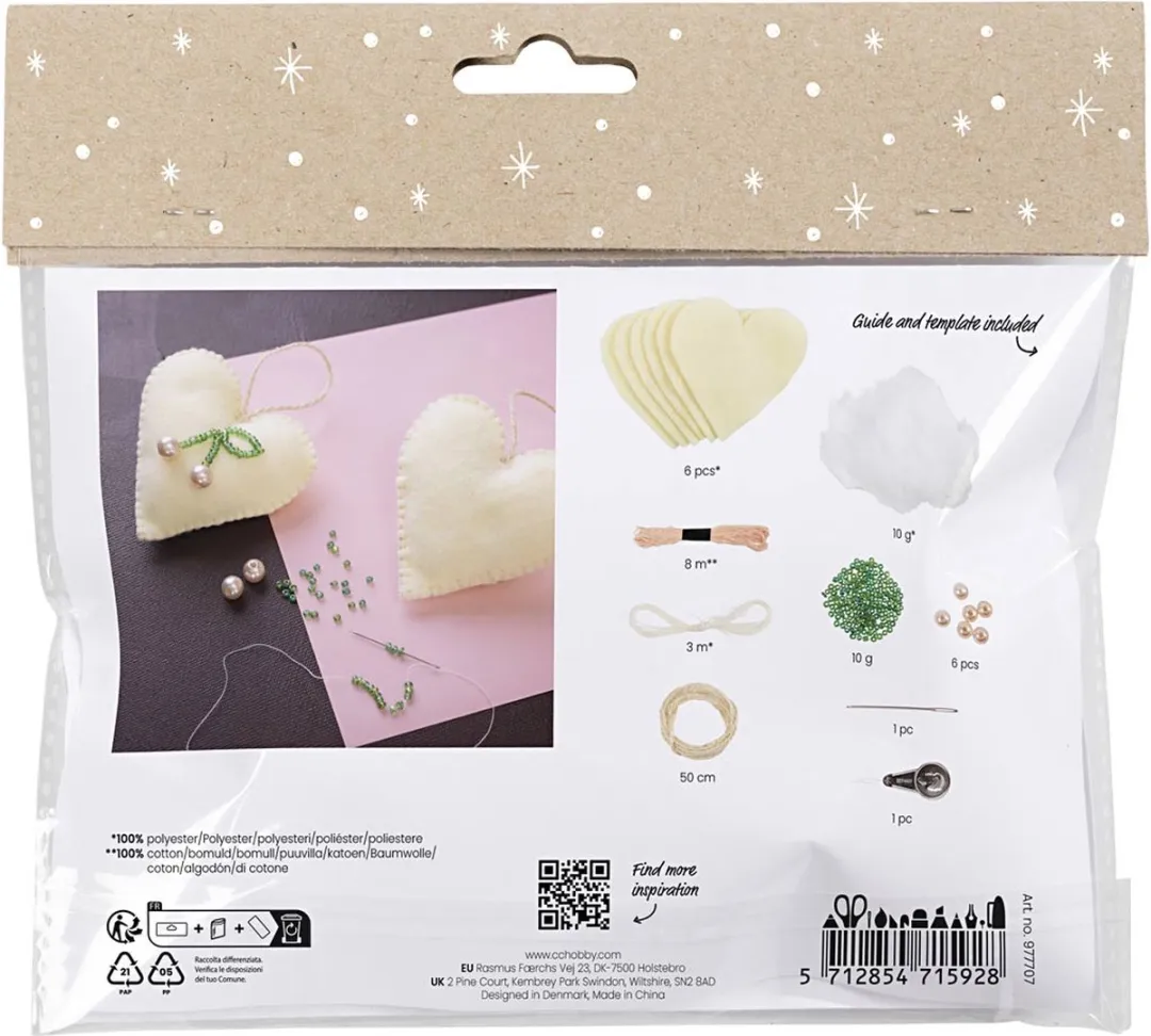 Creativ Company Mini Hobbyset Naaien Harten - Multicolor